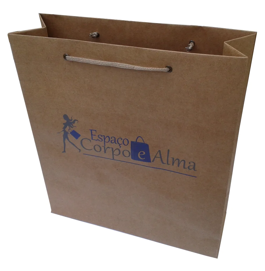 Sacola de papel kraft personalizada com impressão de cliente