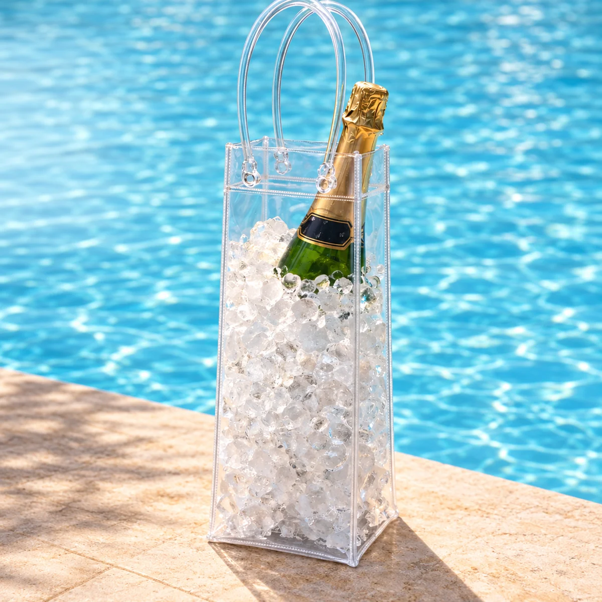 Sacola transparente de PVC para bebidas